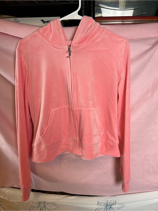 Juicy Couture Jackets & Blazers - Juicy Couture Coral Pink Velour Zip Hoodie